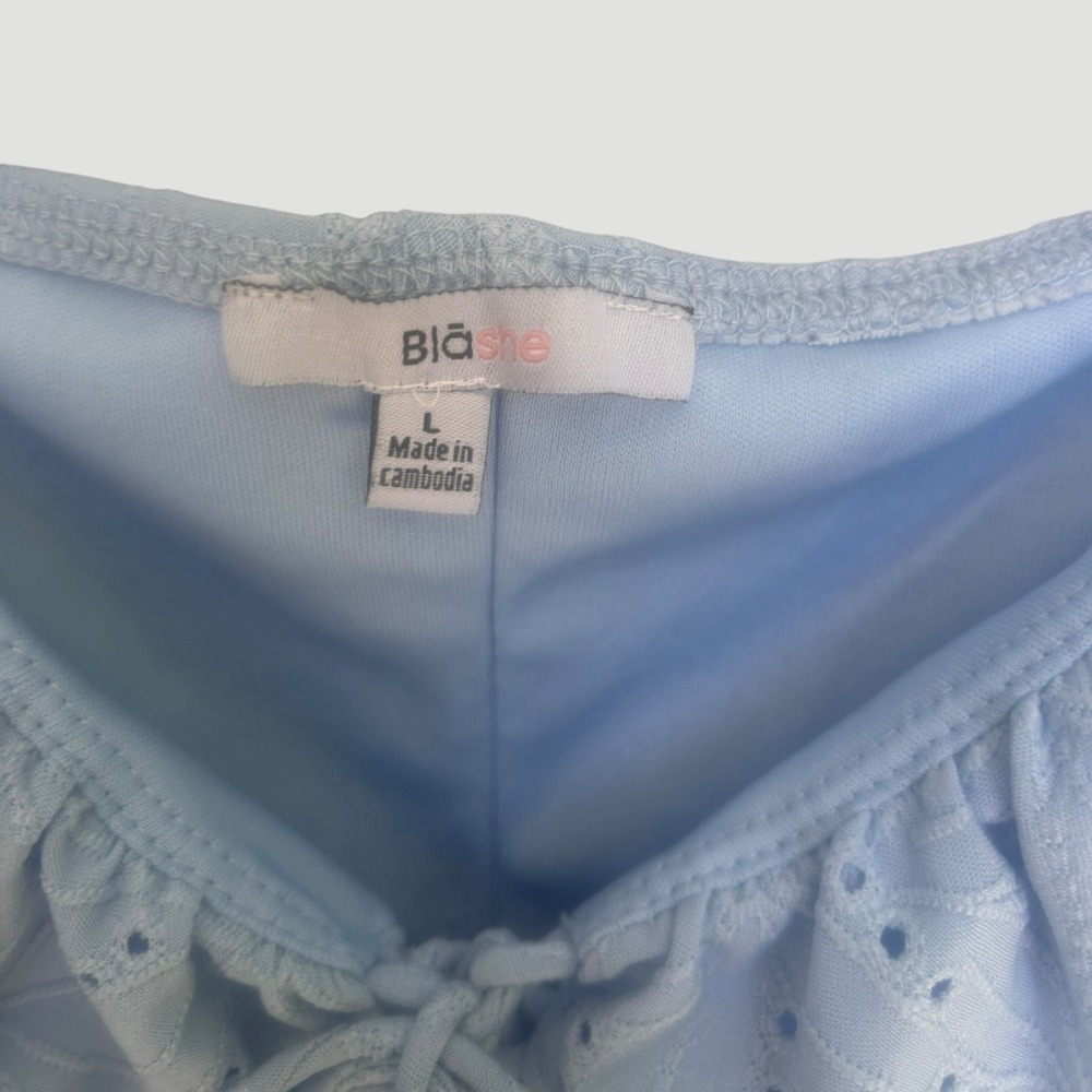 Blashe Dress Womens Light Blue L Pastel Eyelette Mini Soft Girl Coquette - Picture 5 of 7